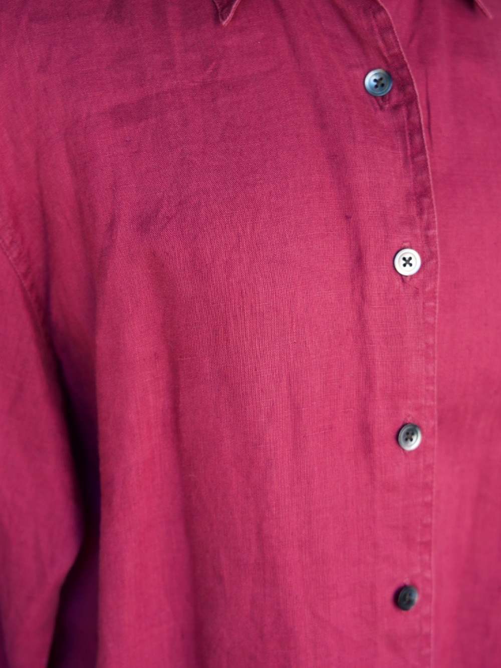 Vintage Eddie Bauer 100% Linen Magenta Long Sleeve Button Down Woman's M - Picture 15 of 15